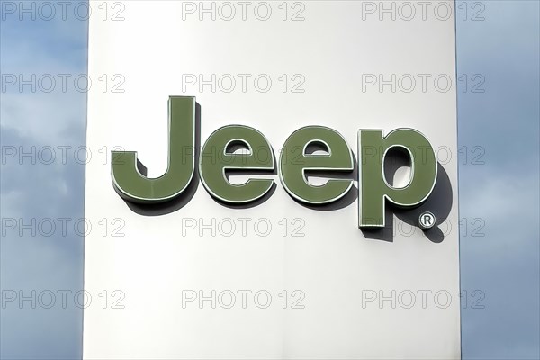 Logo of US American car brand Jeep under the leadership of international company Stellantis