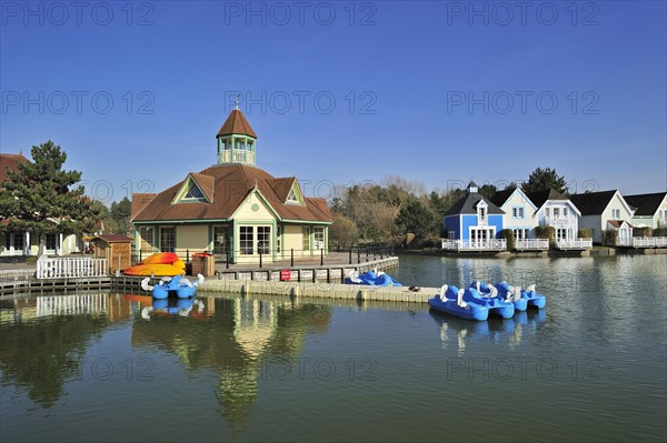 Colourful houses in the Belle Dune Holiday Village at Fort-Mahon-Plage