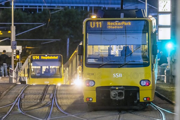 Stuttgart light rail in the evening