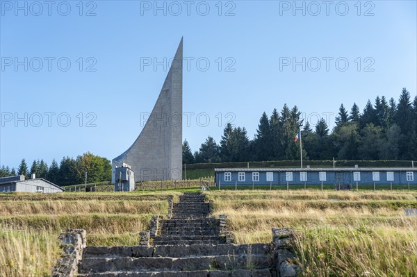 Natzweiler-Struthof Concentration Camp and View of the Memorial Lighthouse of Remembrance