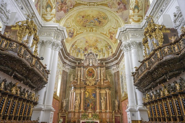 View of the altar in the Baroque church of the Augustinian Canons Regular Monastery of St. Florian