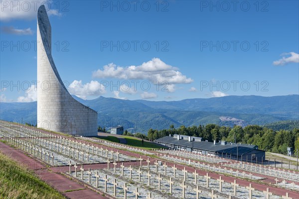 Former concentration camp Natzweiler-Struthof with the memorial Lighthouse of Remembrance