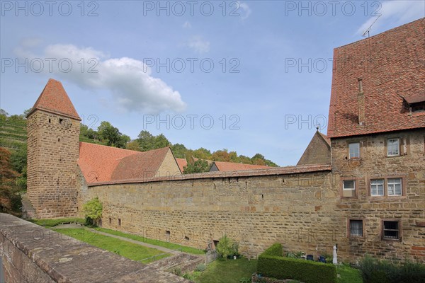 Witches' Tower or Haspel Tower with fortification and wall of the former Cistercian Abbey