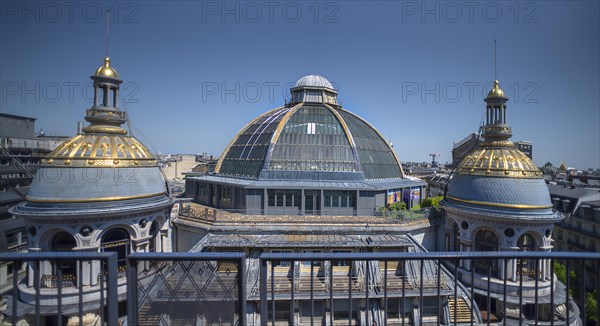 View from the attic to the towers of the Grands Magasins du Printemps department stores'