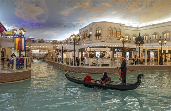 Gondola ride on indoor canal at Villaggio Mall