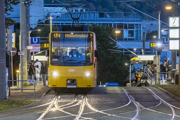 Stuttgart light rail in the evening