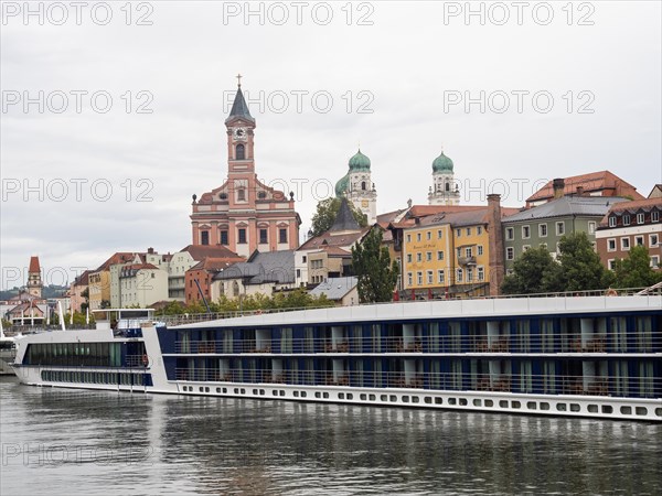 View over the Danube to the church of St. Paul and the cathedral
