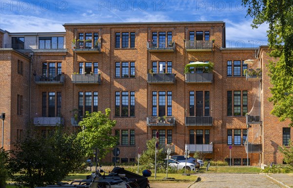 Restored brick-look residential buildings