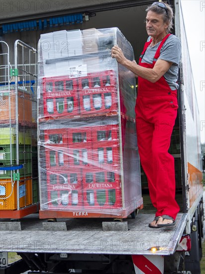 Man on loading ramp truck