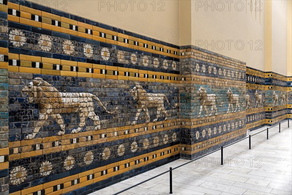 Entrance to the Ishtar Gate of Babylon in the Pergamon Museum Berlin Germany