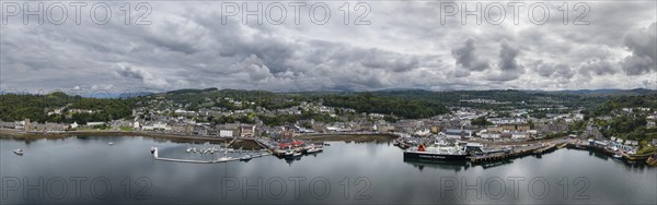 Aerial panorama of the harbour town of Oban