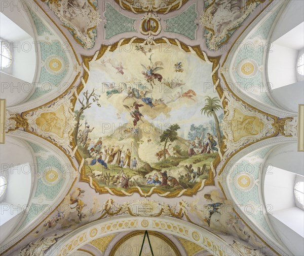 Baroque Collegiate Church with ceiling painting Founding Legend Gargano by Christian Wink