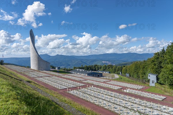 Former concentration camp Natzweiler-Struthof with the memorial Lighthouse of Remembrance