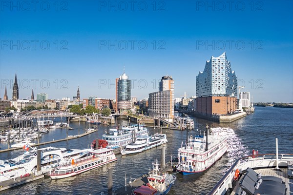 Pool deck of the cruise ship Vasco da Gama moored at the Ueberseebruecke in the port of Hamburg