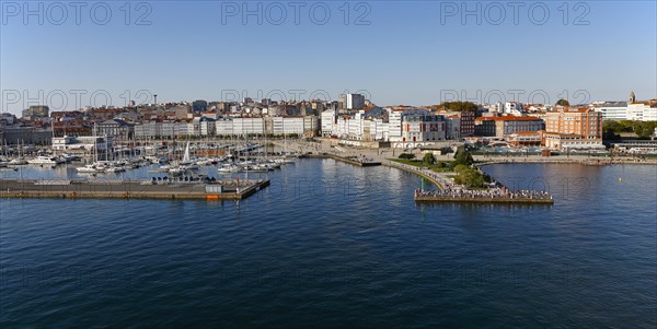 Marina and promenade in the historic city centre of La Coruna