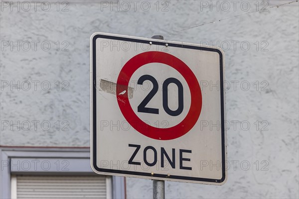 Traffic sign Tempo 20 km h applies on some streets in the city of Rottweil