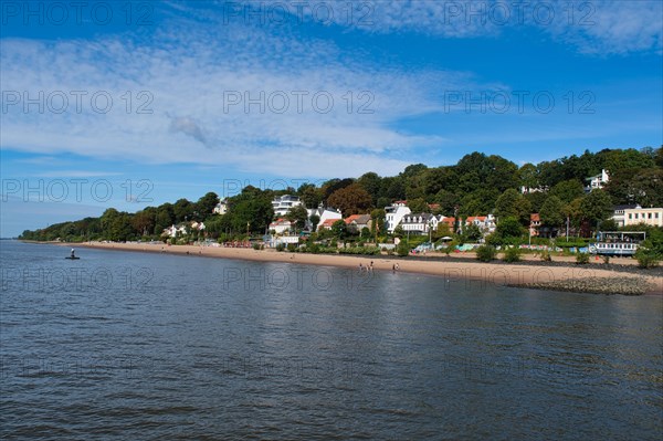 View over the Elbe beach in Hamburg harbour