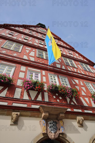 City flag at the historic town hall built 1601