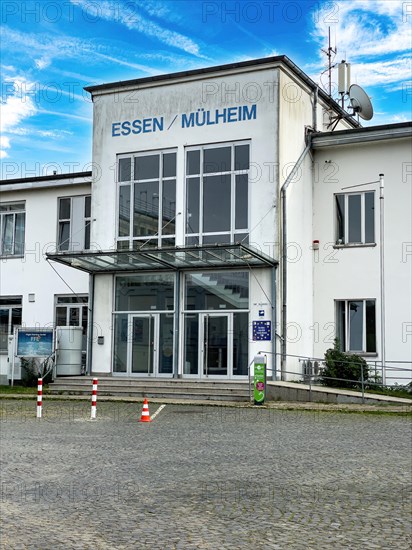 Airport terminal Entrance to airport building built in post-war period by airport today's commercial airport Essen Muelheim