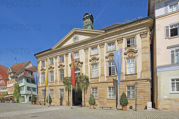 Baroque New Town Hall built 1760 with flags