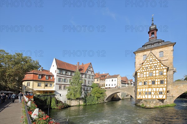 Historic Old Town Hall on the Regnitz with Geyerswoerth Bridge