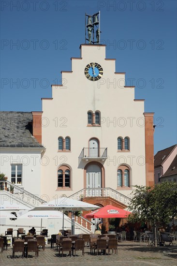 Historic old department stores' with stepped gable and clock