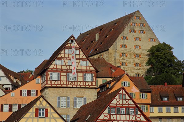 Half-timbered houses with new building