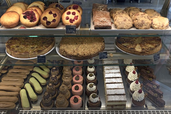 Patisseries in a traditional French bakery and patisserie