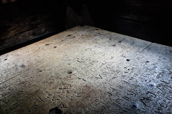 Table with inscriptions