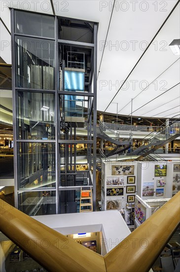 Lift and stairs in a modern furniture store