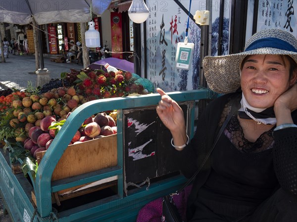 Laughing vendor