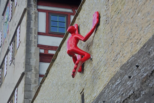 Sculpture Finsman by Rosalie 2008 at the historic town wall and town hall animal figure