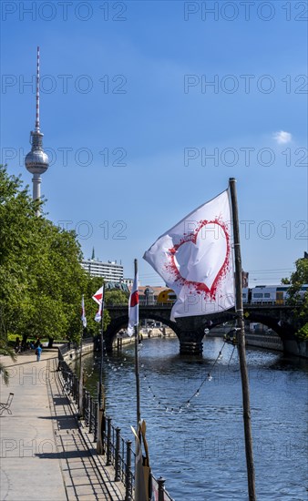 White flag with red heart