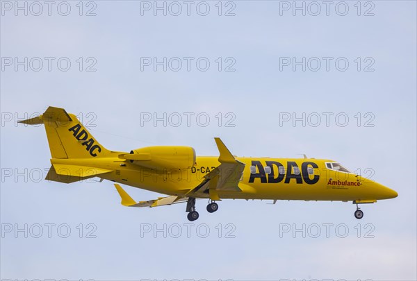 ADAC ambulance aircraft of the type Learjet 60 XR. AirportFraport