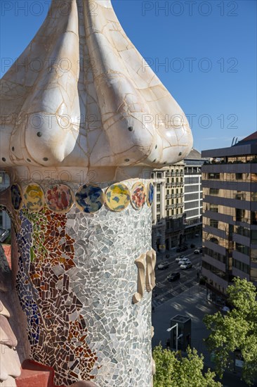 Chimney on the roof of Casa Batllo by Antoni Gaudi