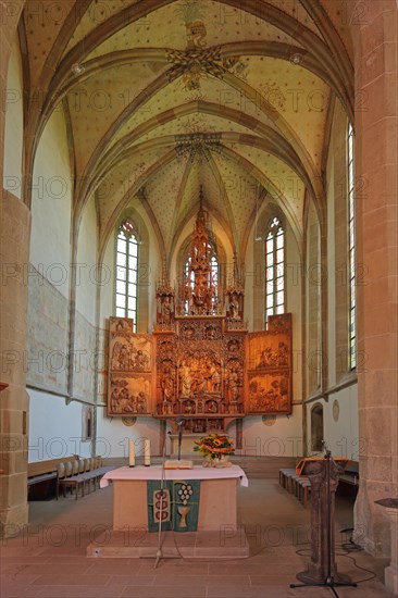 Altar room with Gothic high altar of the St. Cyriakus Church