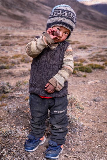 A young boy from the Changpa nomadic tribe