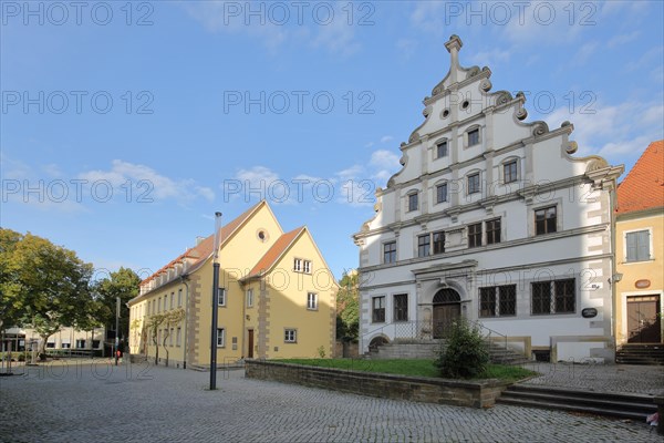 Historic Renaissance Old Grammar School built 1582 with tail gable and Protestant deanery building