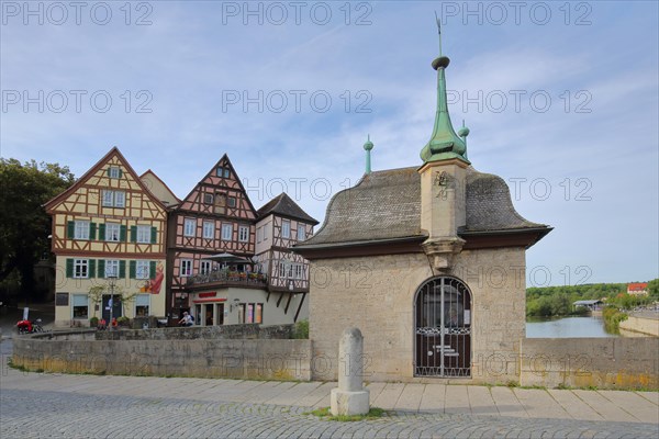 Half-timbered houses and hangman's cottage on the hangman's bridge