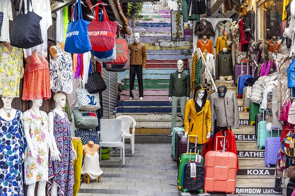 Shop in Kusadasi with clothes and suitcases