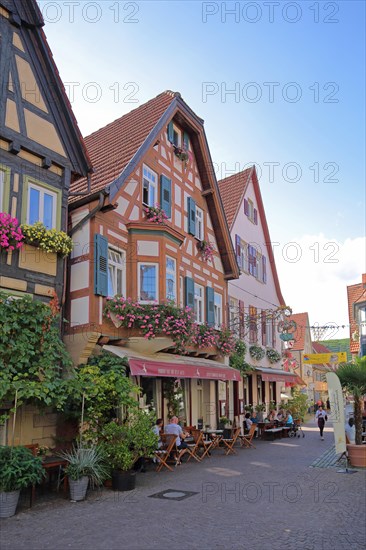 Half-timbered houses and street pub