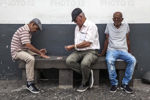 Men playing cards in the port of Camara de Lobos