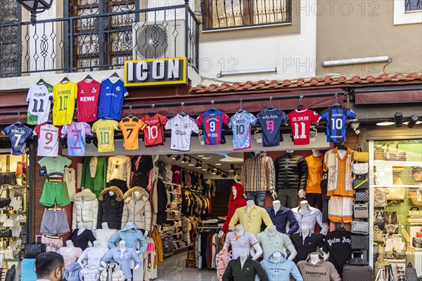 Shop in Kusadasi with clothes and jerseys of famous football players