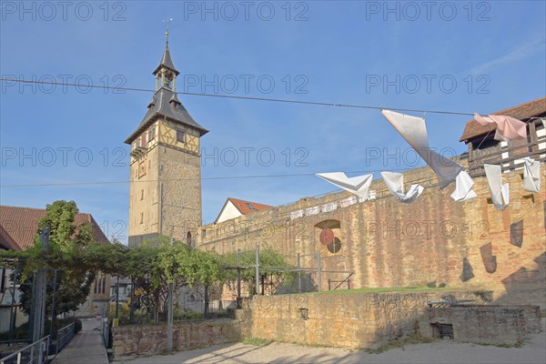 Historic town wall with upper gate tower