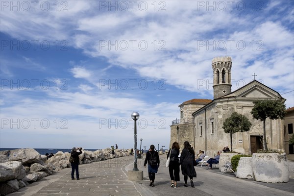 Waterfront with San Clemente Church or Maria Health Church and Lighthouse