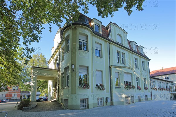 Adult education centre Villa Arnold built 1905 with flags