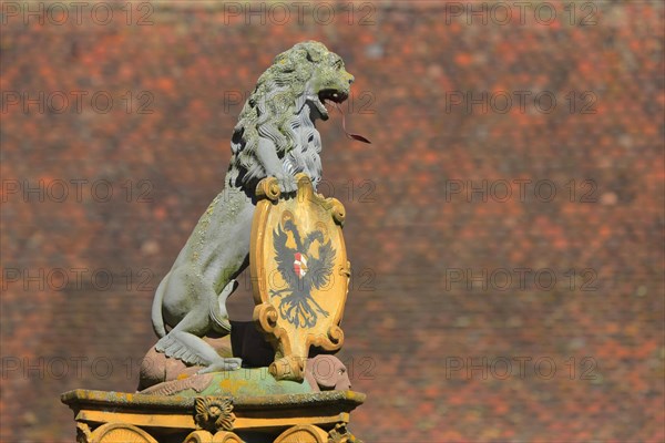 Lion figure with shield and double eagle from the lion fountain built in 1773