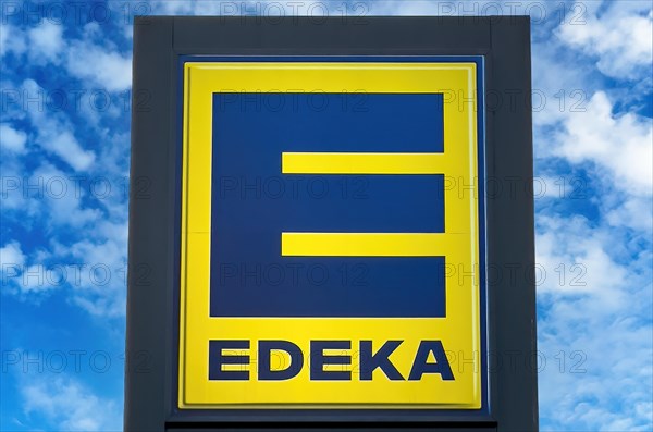 Logo with letter and lettering of retail chain Edeka formerly during German colonial times Einkaufsgenossenschaft der Kolonialwarenhaendler