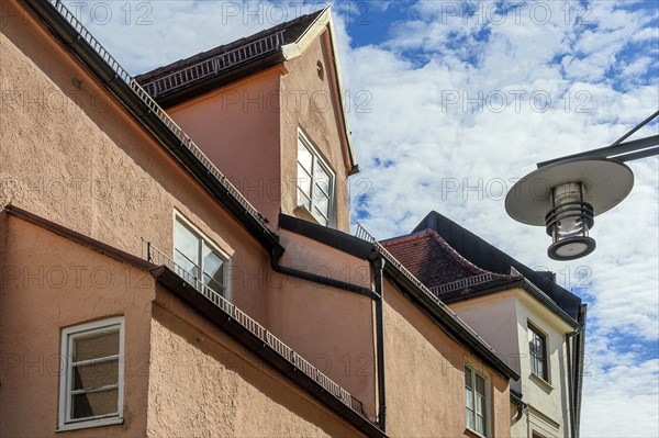 Pointed gable and street lamp