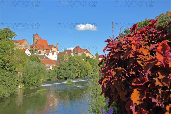 View of the Neckar and townscape with Schochenturm